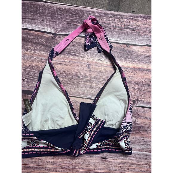 Tommy Bahama Blue Pink Palm Tie Back Bikini Top XS - Picture 2 of 6